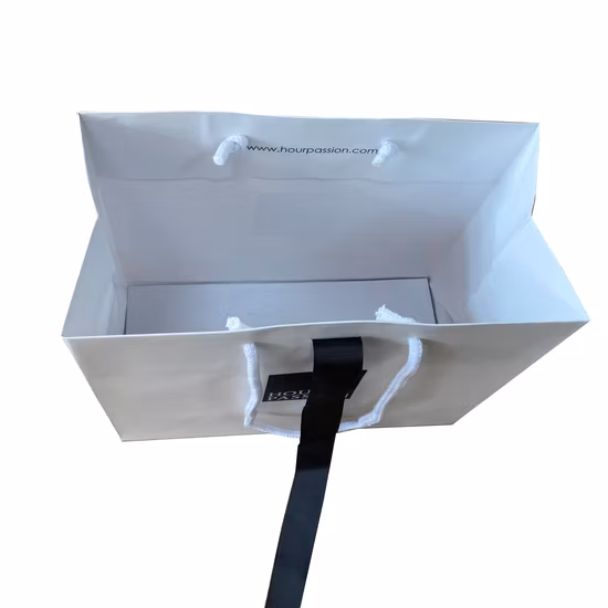 FSC プリント ホワイト コート紙衣料品ギフト用高級ショッピング ギフト バッグ