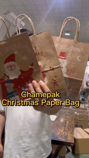 ショッピングや梱包用の美しく耐久性のあるパーソナライズされたクリスマス ギフト紙袋
